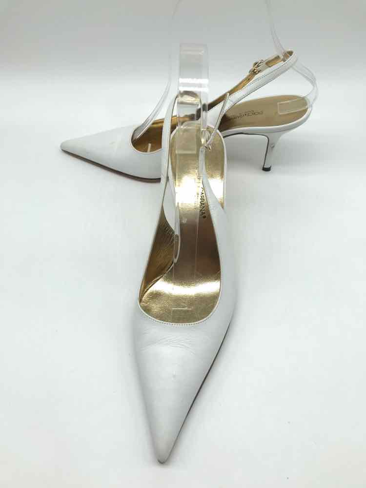 Dolce & Gabbana White Size 6.5 Sling Back Heels