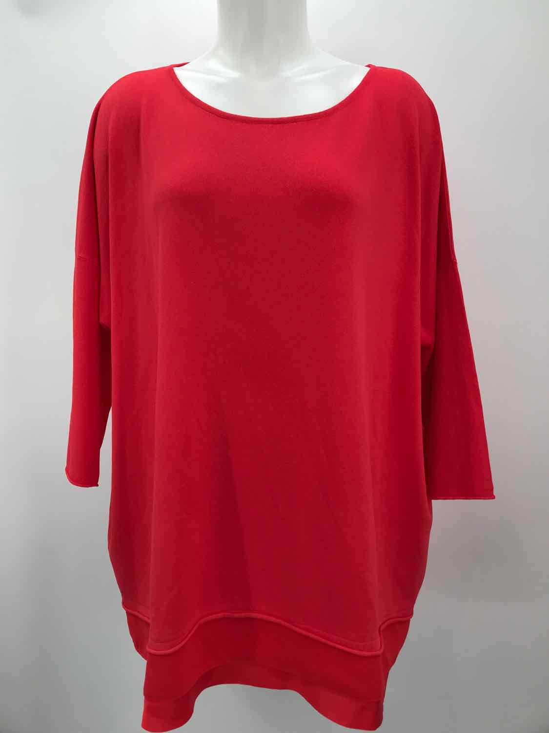 Donna Effe Red Size Large Mid Sleeve Knit Top