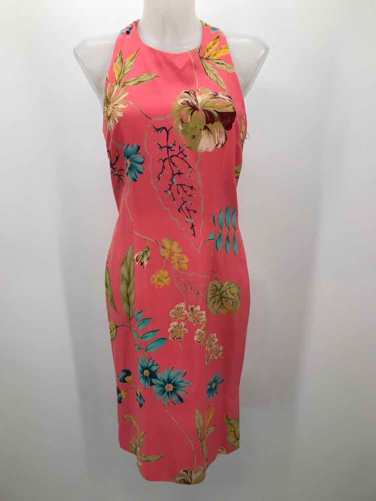 Donna Morgan Pink Size 4 Silk Floral Shift Knee Length Sleeveless Dress