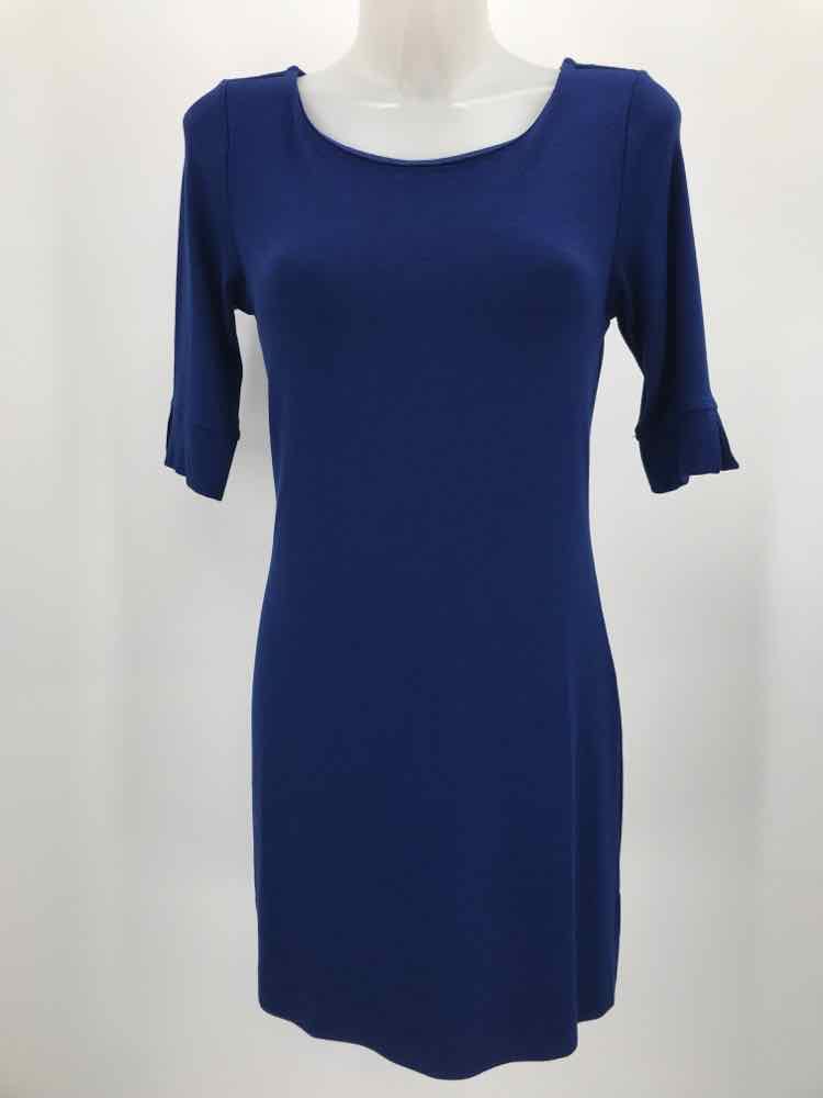 Donna Ricco Navy Size Small Knee Length Long Sleeve Dress