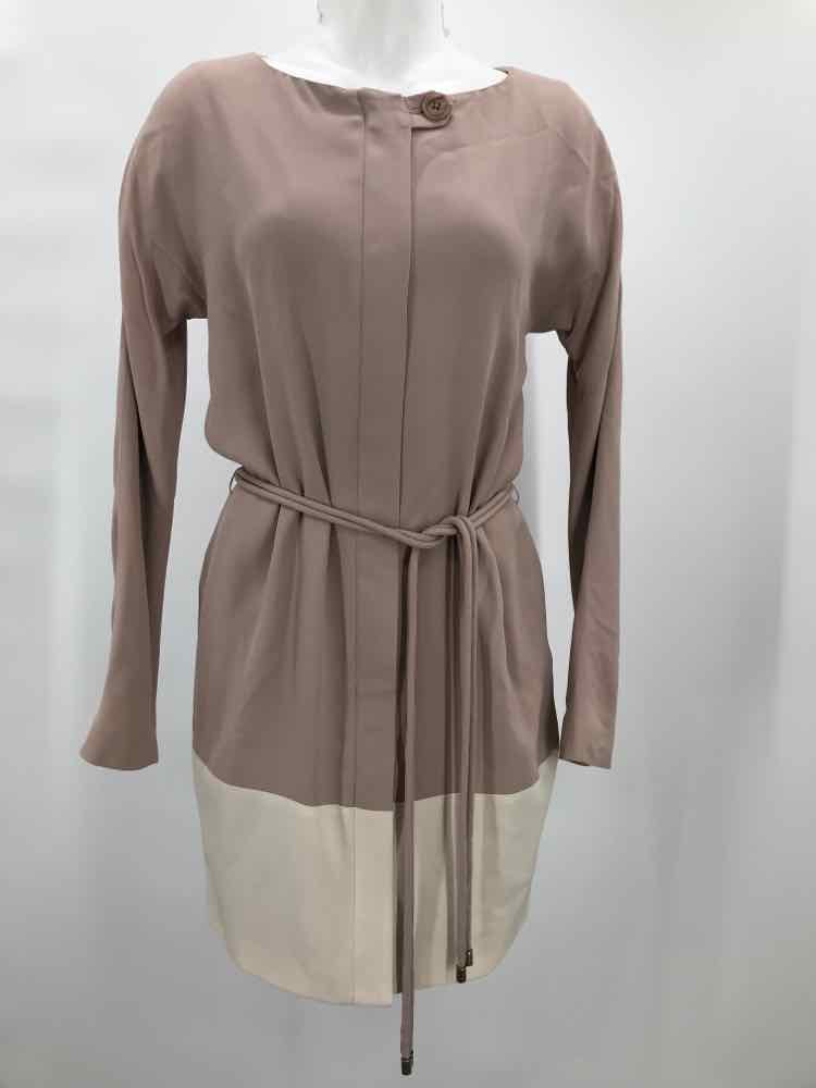 Doo.Ri Tan Size 4 Zip Front Short Long Sleeve Dress