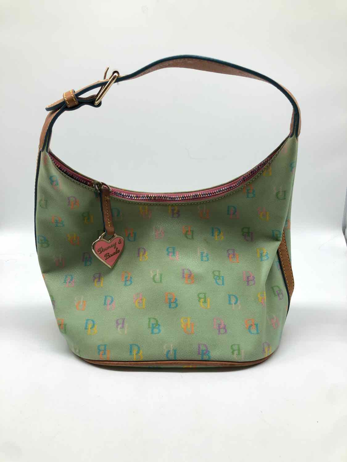 Dooney & Bourke Green Monogram Hobo Bag Leather Hobo