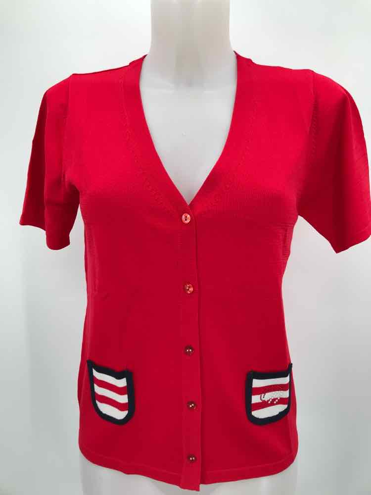 Dorabella Red Size Medium Short Sleeve Button Down Cardigan