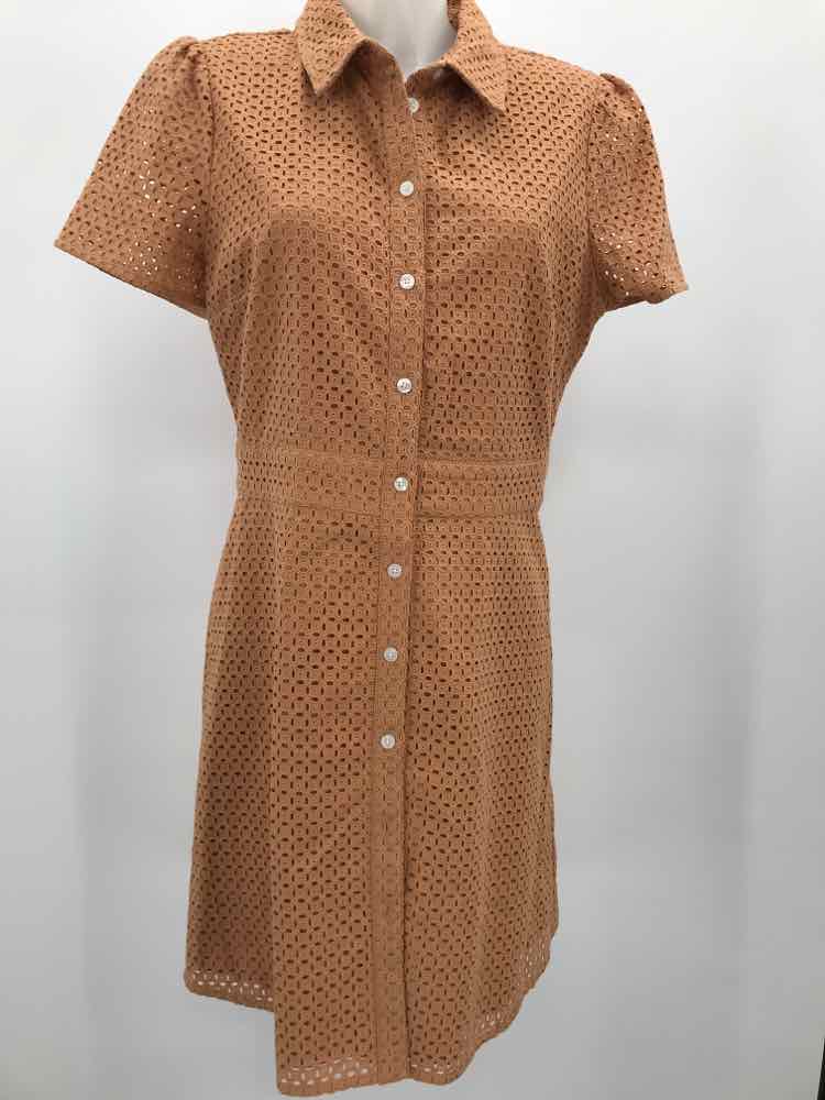 Draper James Brown Size 10 Eyelet Midi Button Down Dress