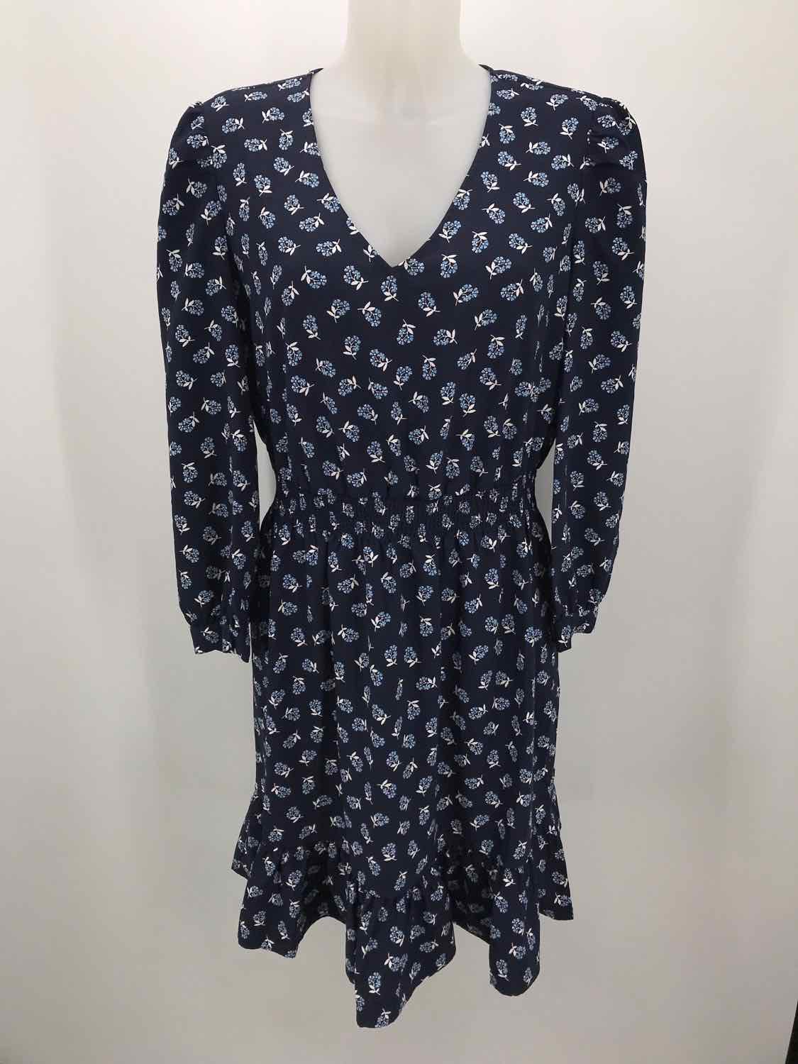 Draper James Navy Size Medium Floral Long Sleeve Knee Length Floral Dress