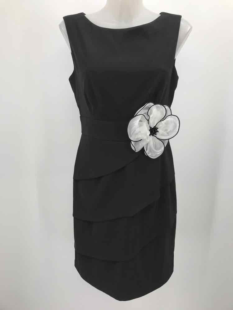 Dress Barn Black Size 8 Floral Layered Knee Length Cocktail Dress