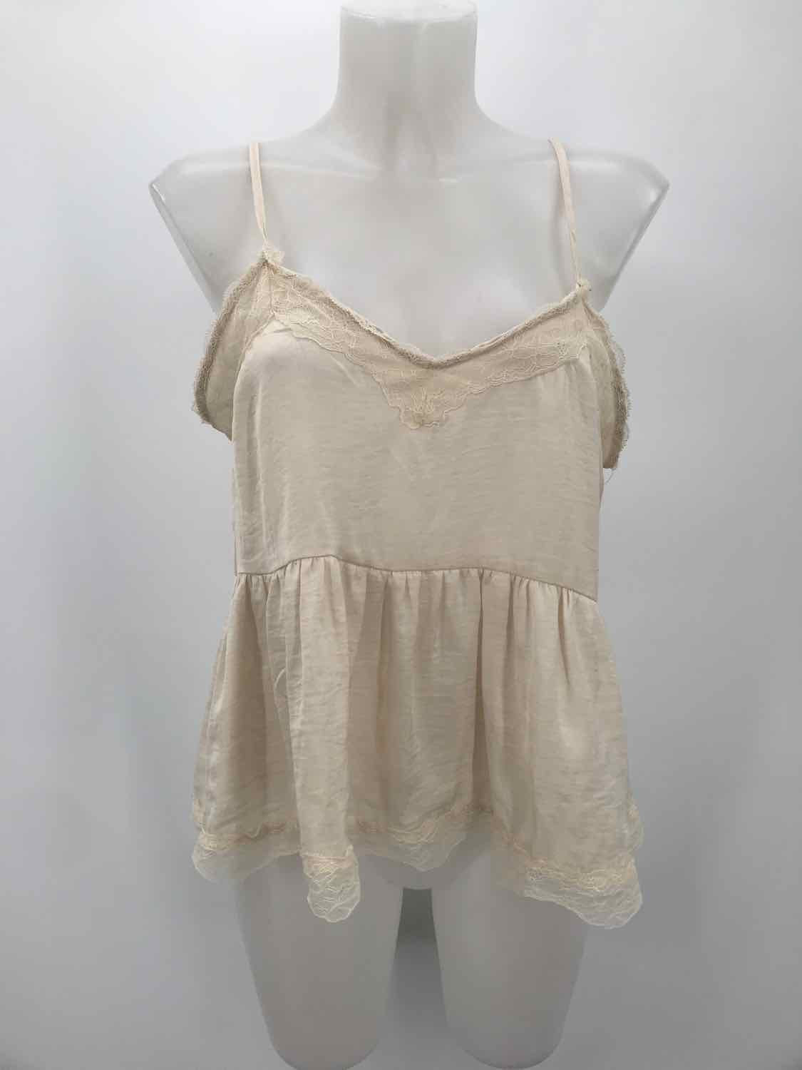 Dress Forum Ivory Size Small Polyester Lace Pleated Tank Top