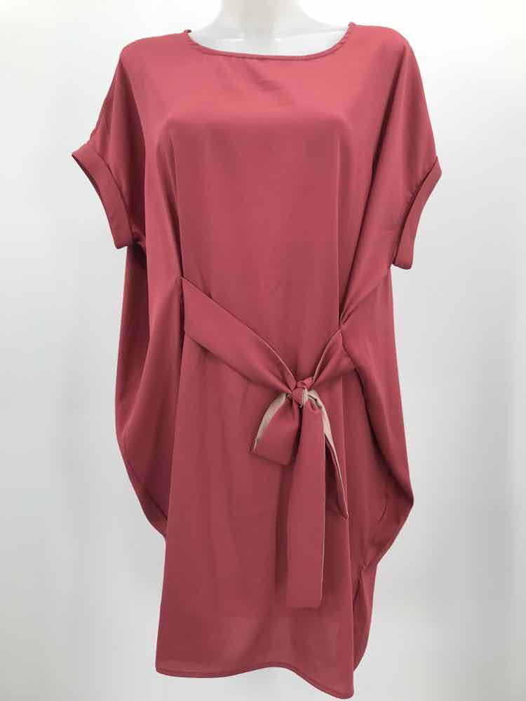 Dress Forum Pink Size Small Tie Front Knee Length Short Sleeve Dress