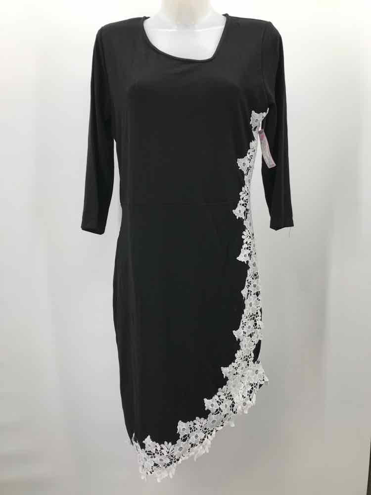 Drimmaks Black Size XL Lace Hi-Low Long Sleeve Dress