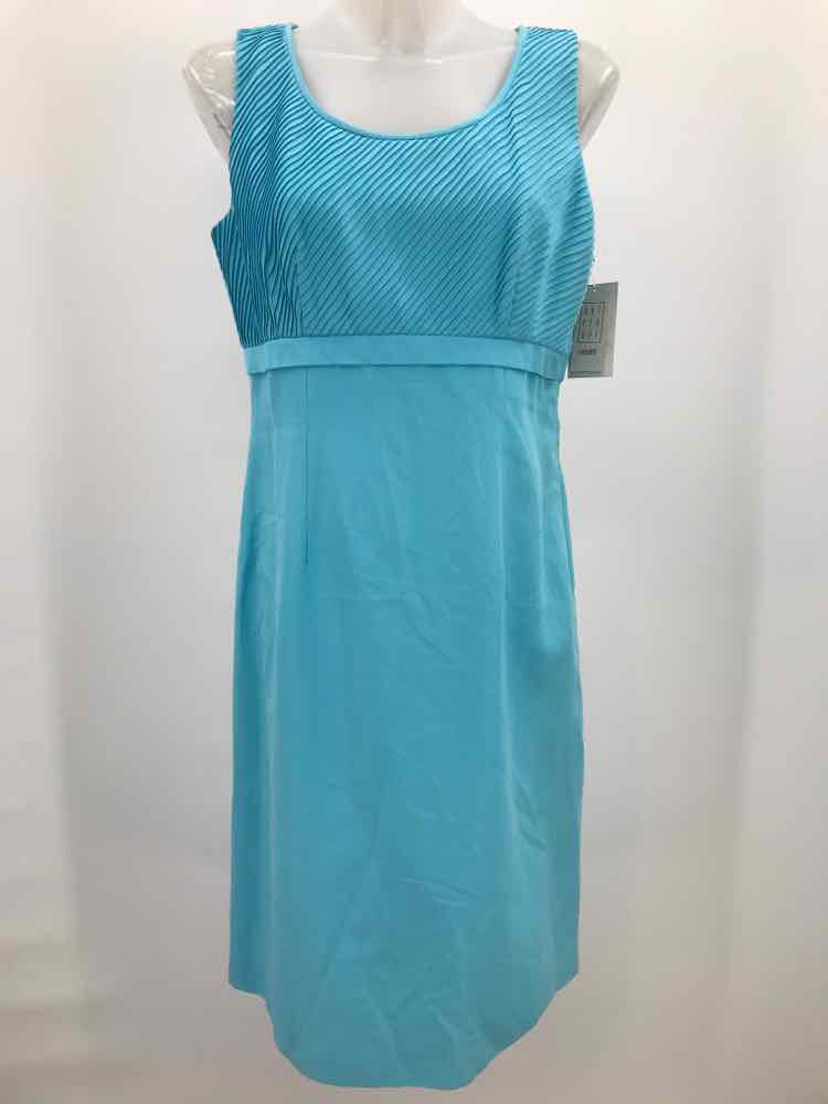 Due per Due Blue Size 8 Pleated Midi Sleeveless Dress