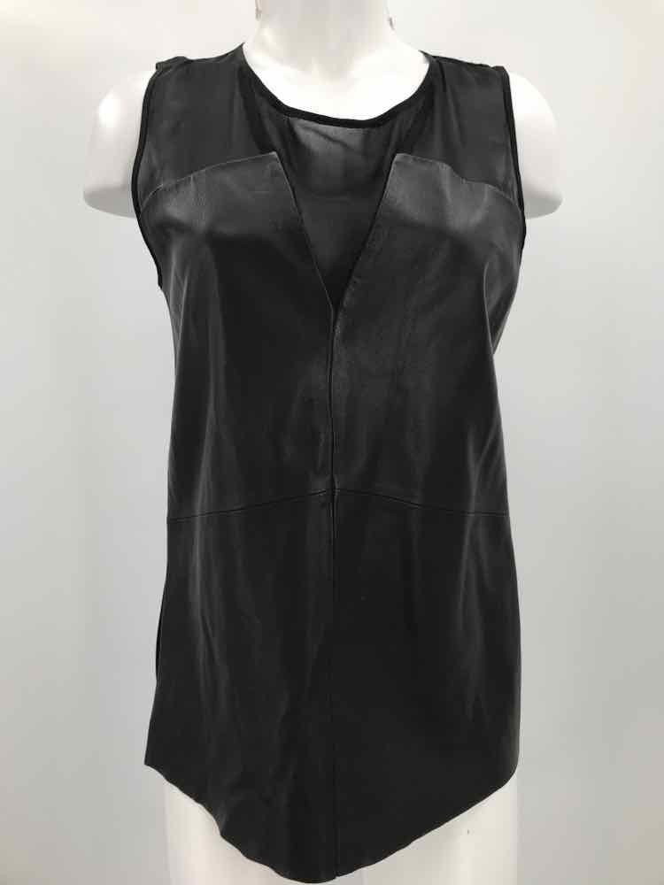 Ecru Black Size Small Leather Tank Top