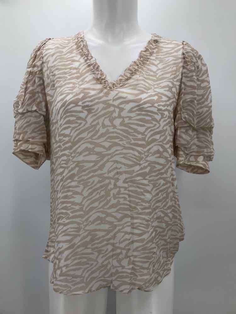 Ecru Tan Size Small Printed Blouse