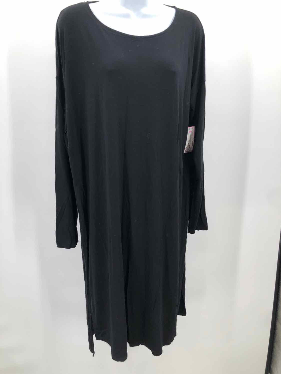 Eileen Fisher Black Size Large Midi Long Sleeve Dress