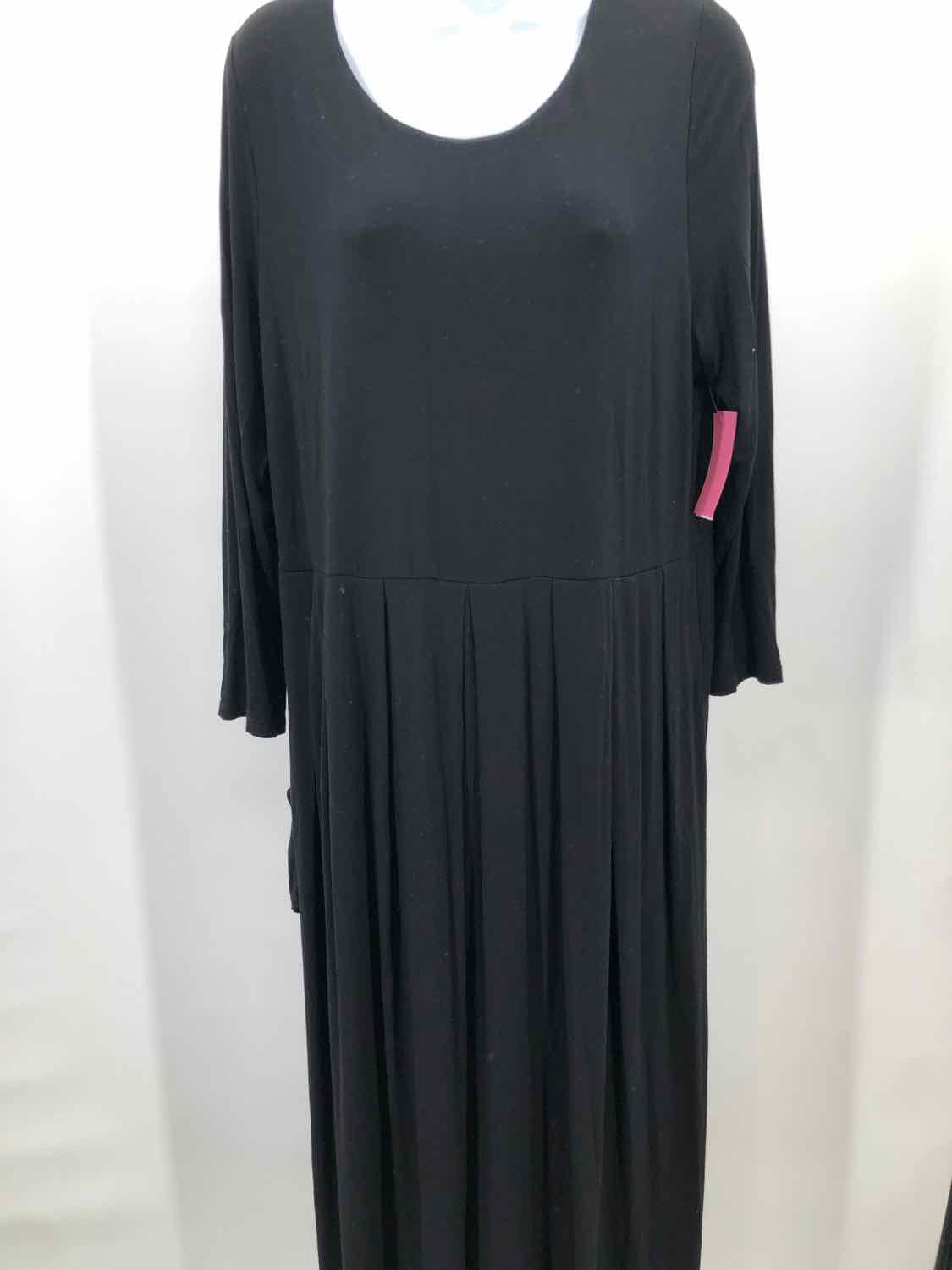 Eileen Fisher Black Size Large Midi Long Sleeve Dress