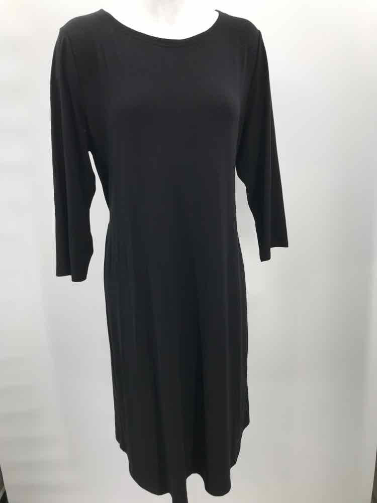 Eileen Fisher Black Size Large Midi Long Sleeve Dress