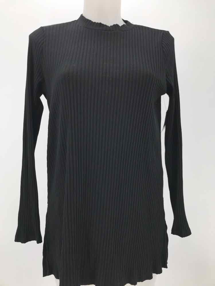 Eileen Fisher Black Size Medium Ribbed Long Sleeve Blouse