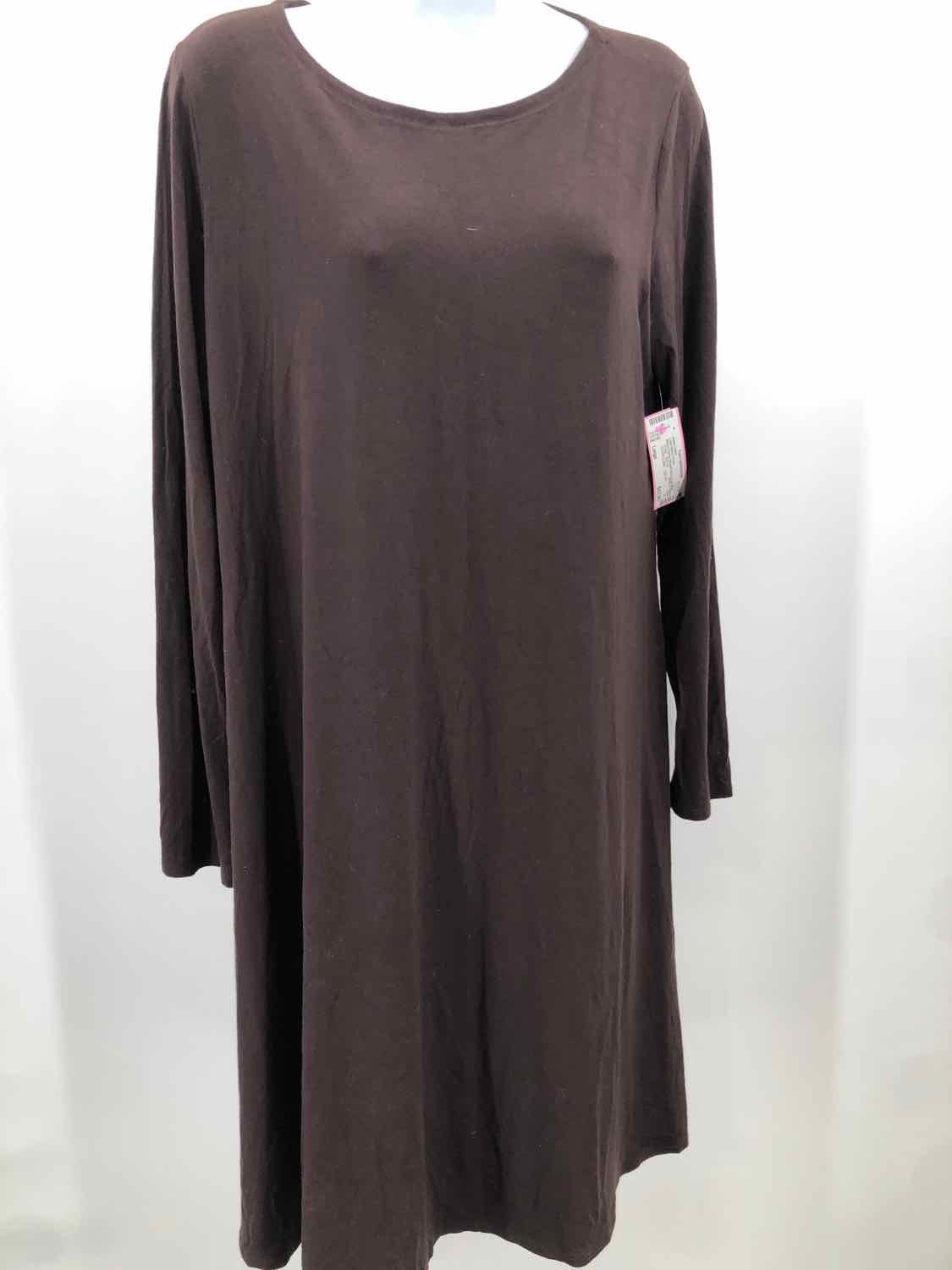 Eileen Fisher Brown Size Large Midi Long Sleeve Dress