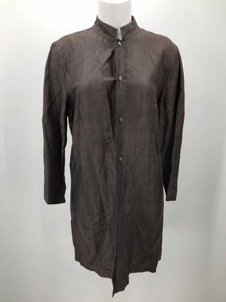 Eileen Fisher Brown Size Medium Knee Length Button Down Dress