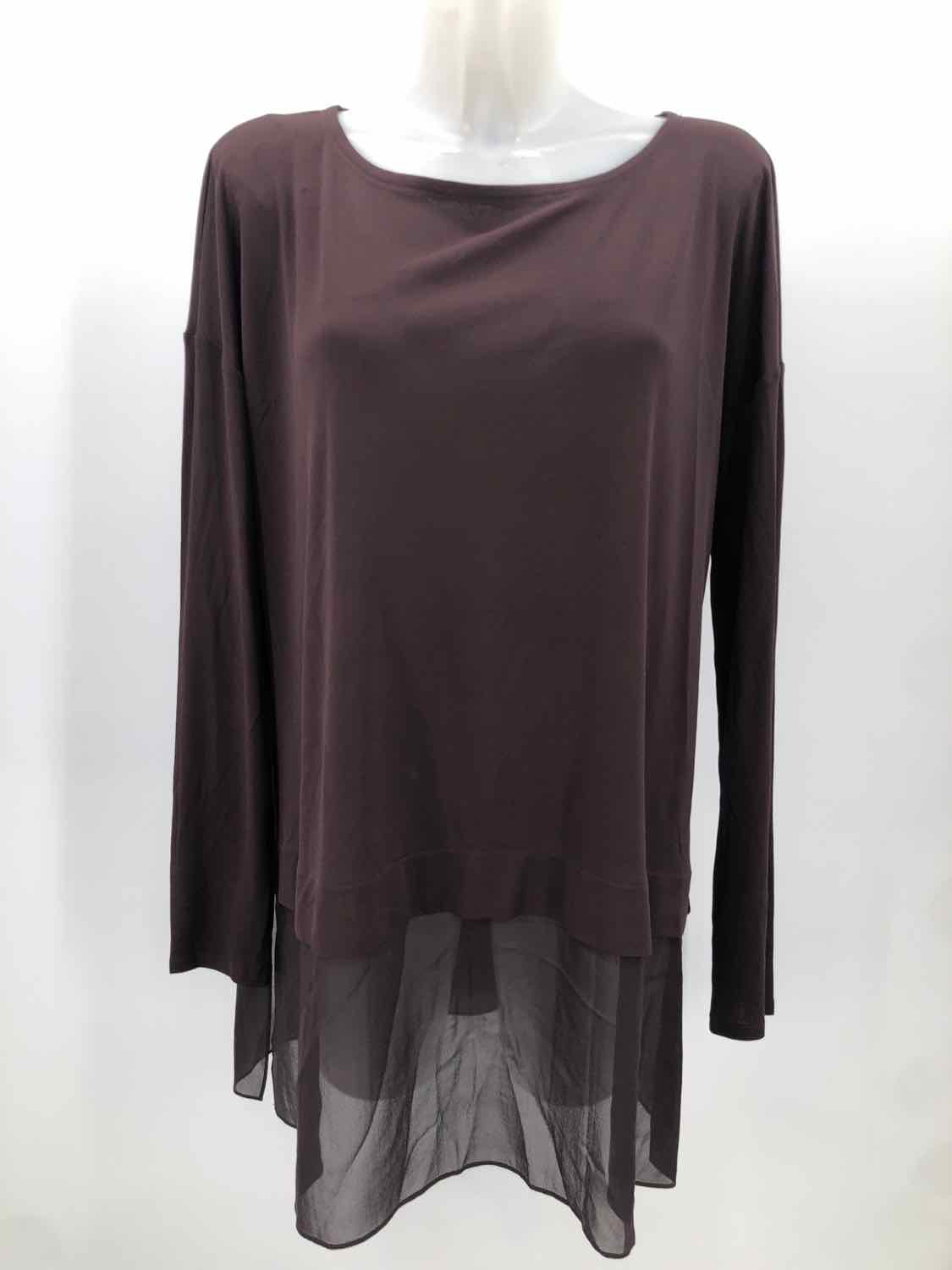 Eileen Fisher Brown Size Medium Layered Long Sleeve Blouse