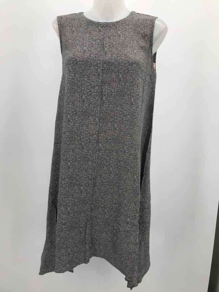 Eileen Fisher Grey Size Small Printed Shift Midi Sleeveless Dress