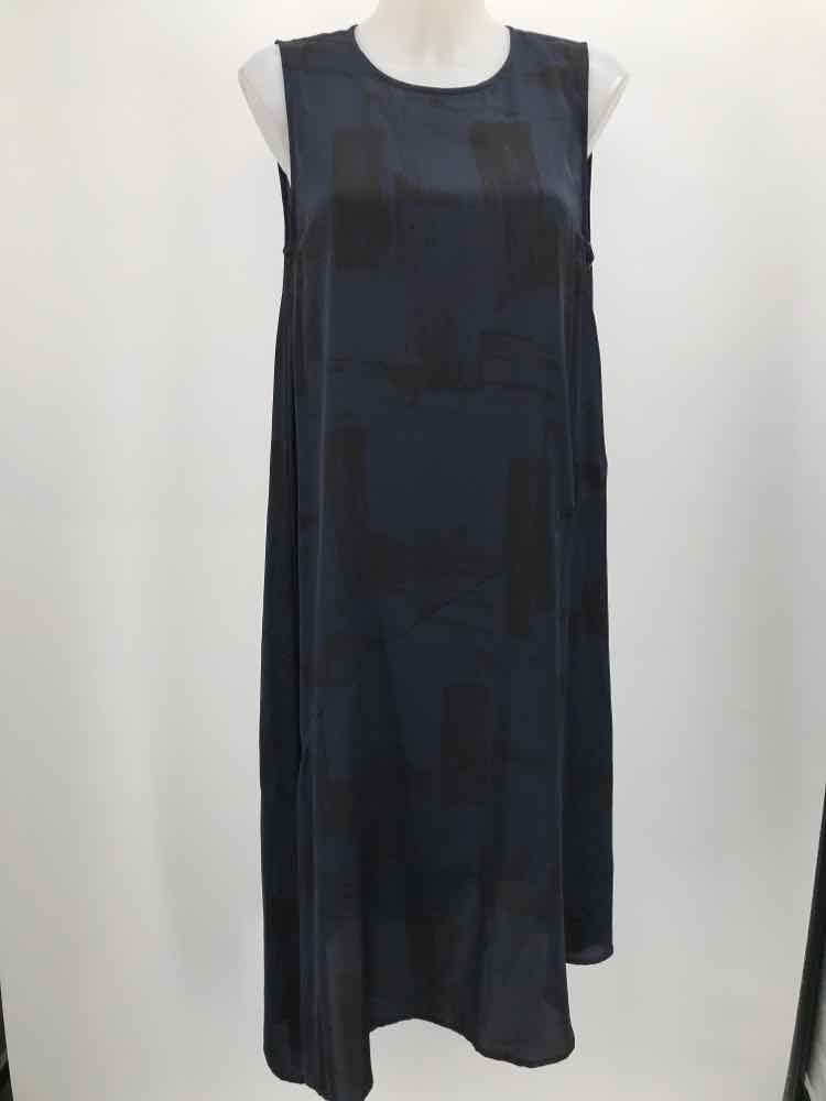 Eileen Fisher Navy Size Small P Asymmetrical Long Sleeveless Dress