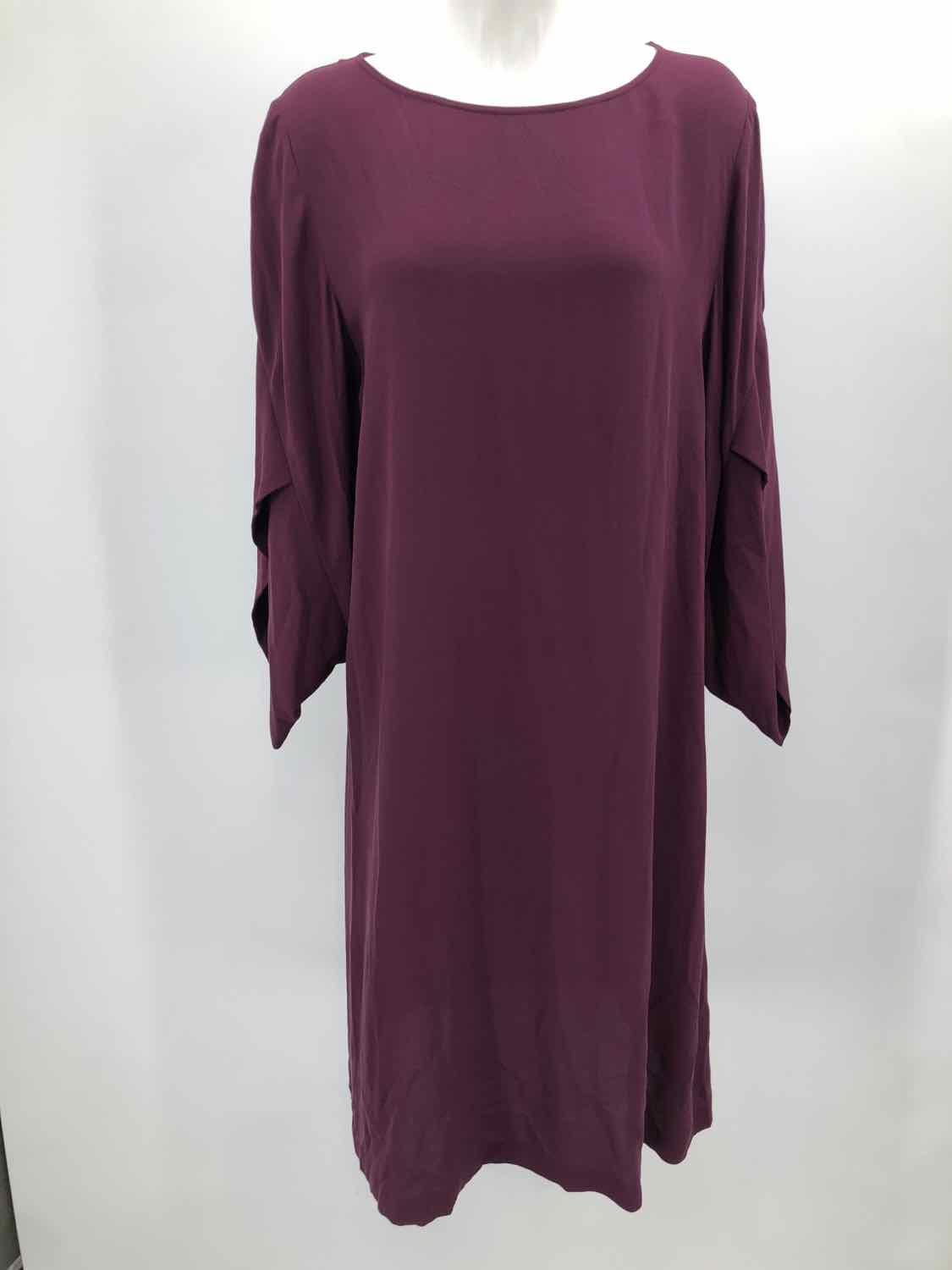 Eileen Fisher Purple Size Small Midi Silk Long Sleeve Dress