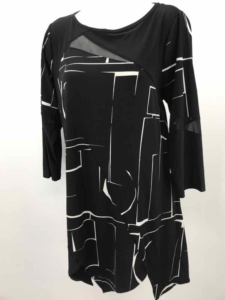 Ela Marie Black Size XL Printed Long Sleeve Blouse