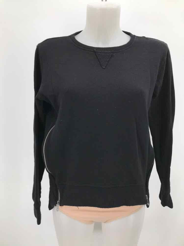 Elan Black Size Large Zipper Detail Sweater