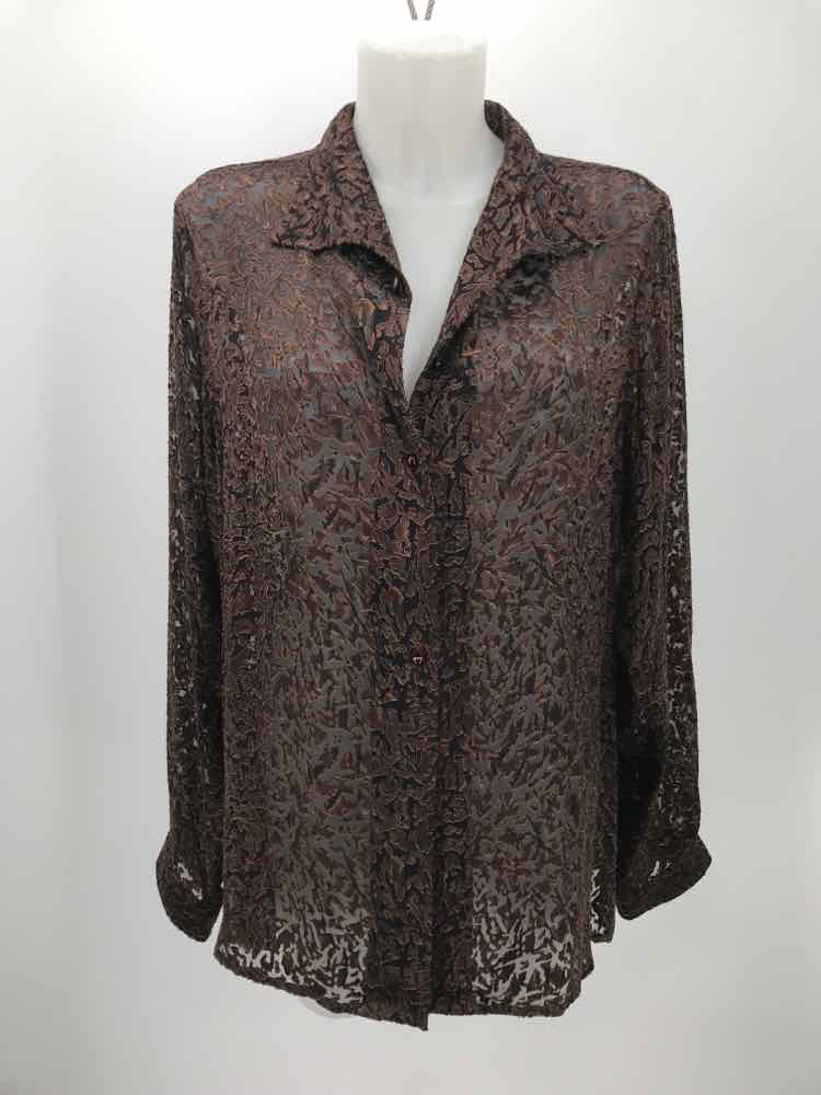 Elements Escada Brown Size 10 Printed Button Down