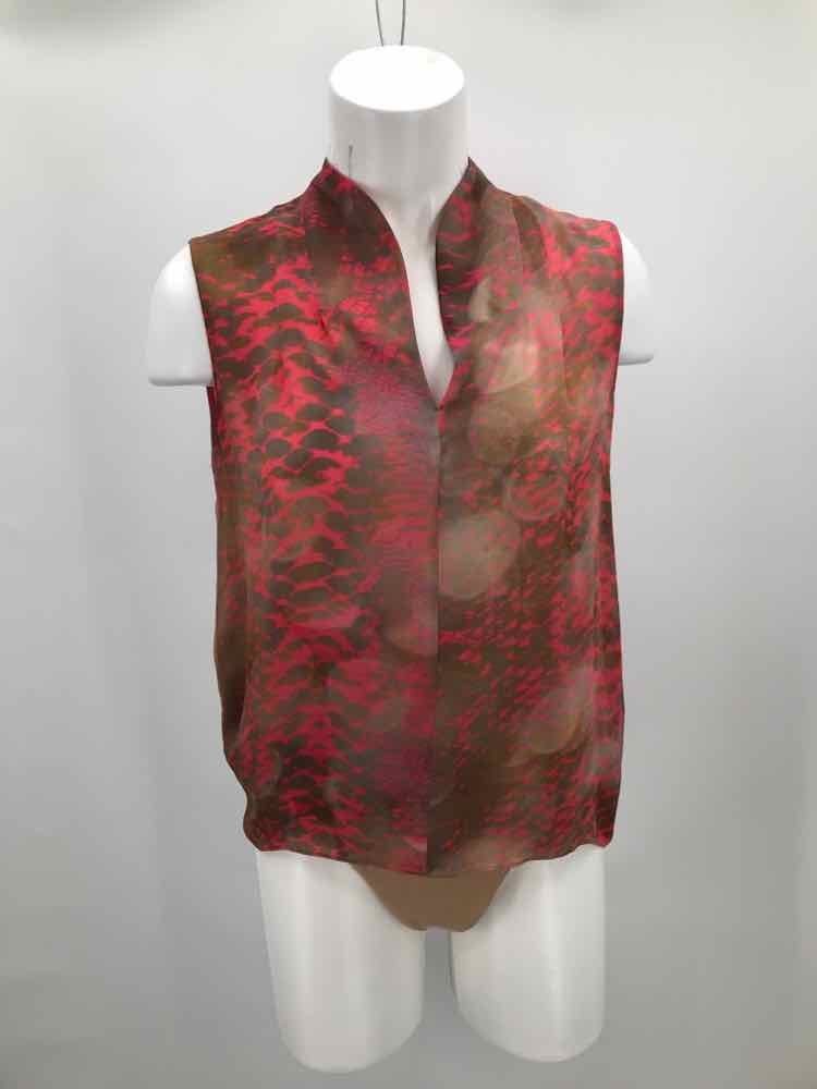 Elie Tahari Brown Size Small Printed Silk Tank Top