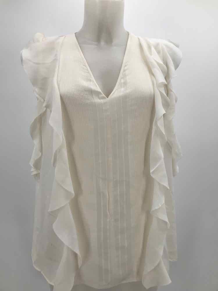 Elie Tahari Ivory Size Large Pleated Silk Blouse