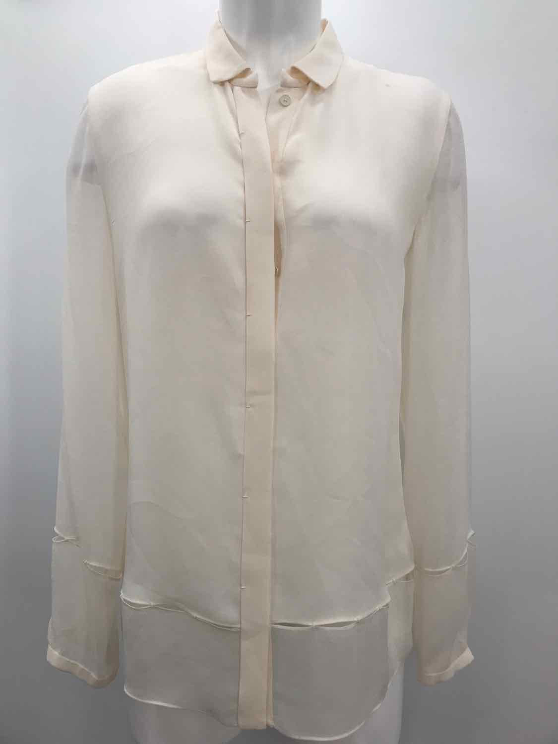 Elie Tahari Ivory Size Medium Silk Button Down