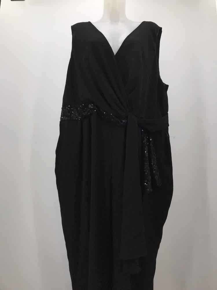 Eliza J Black Size 24 Sequin Draped Sleeveless Jumpsuit