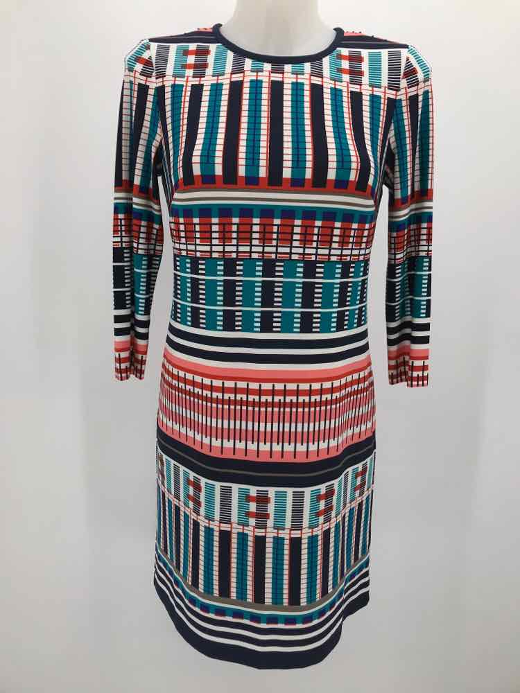 Eliza J Blue Size 2 Geo Design Knee Length Long Sleeve Dress