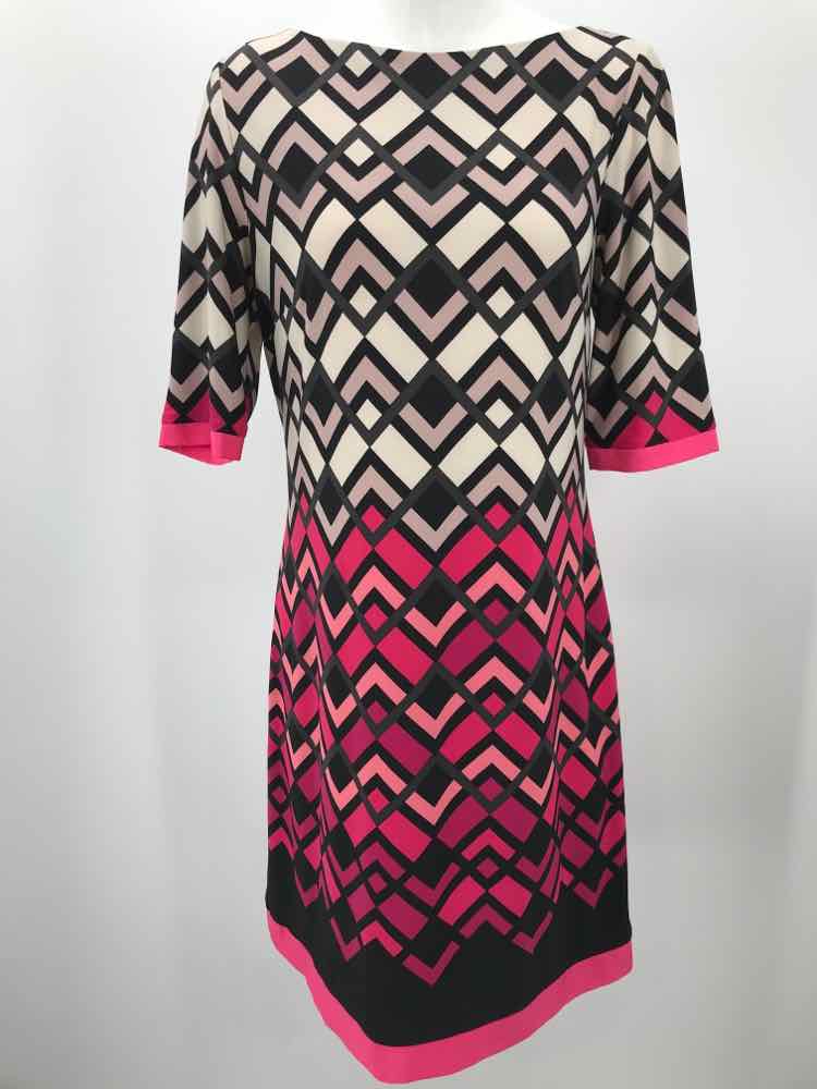 Eliza J Pink Size 10 Printed Knee Length Short Sleeve Dress