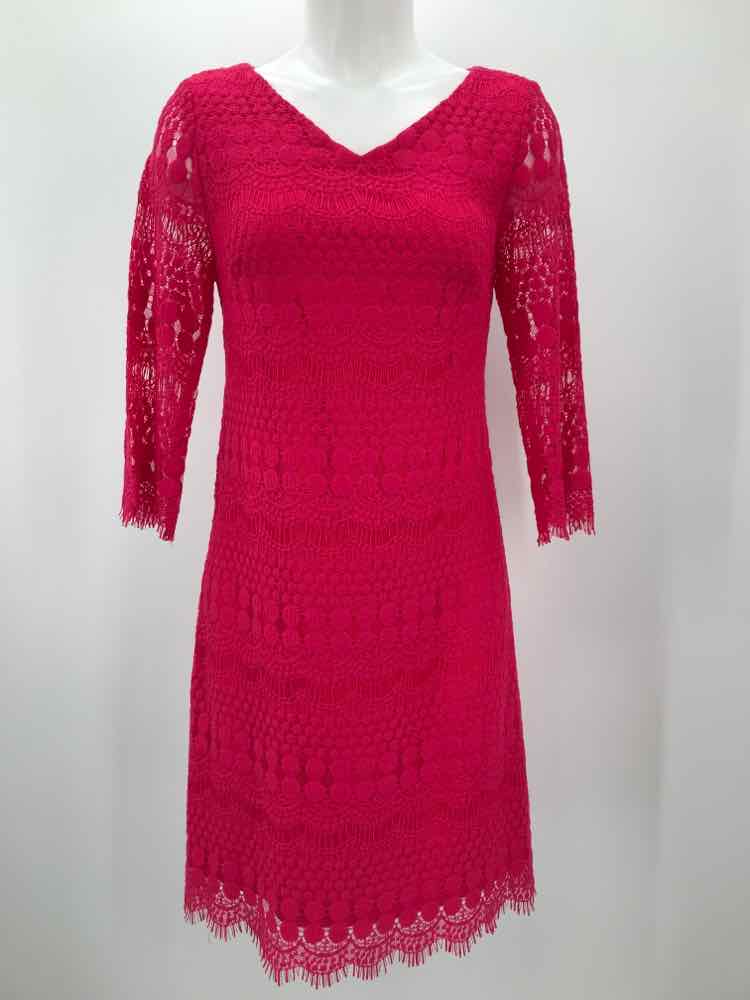 Eliza J Pink Size 2 Long Sleeve Knee Length Lace Dress