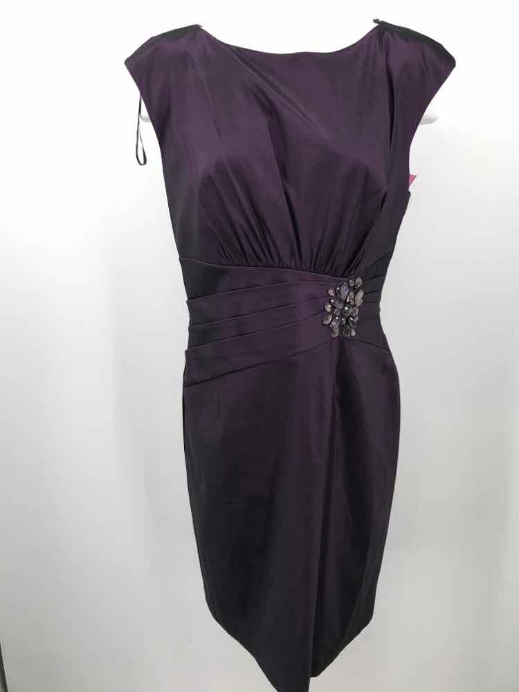 Eliza J Purple Size 14 Pleated Gem Knee Length Cocktail Dress