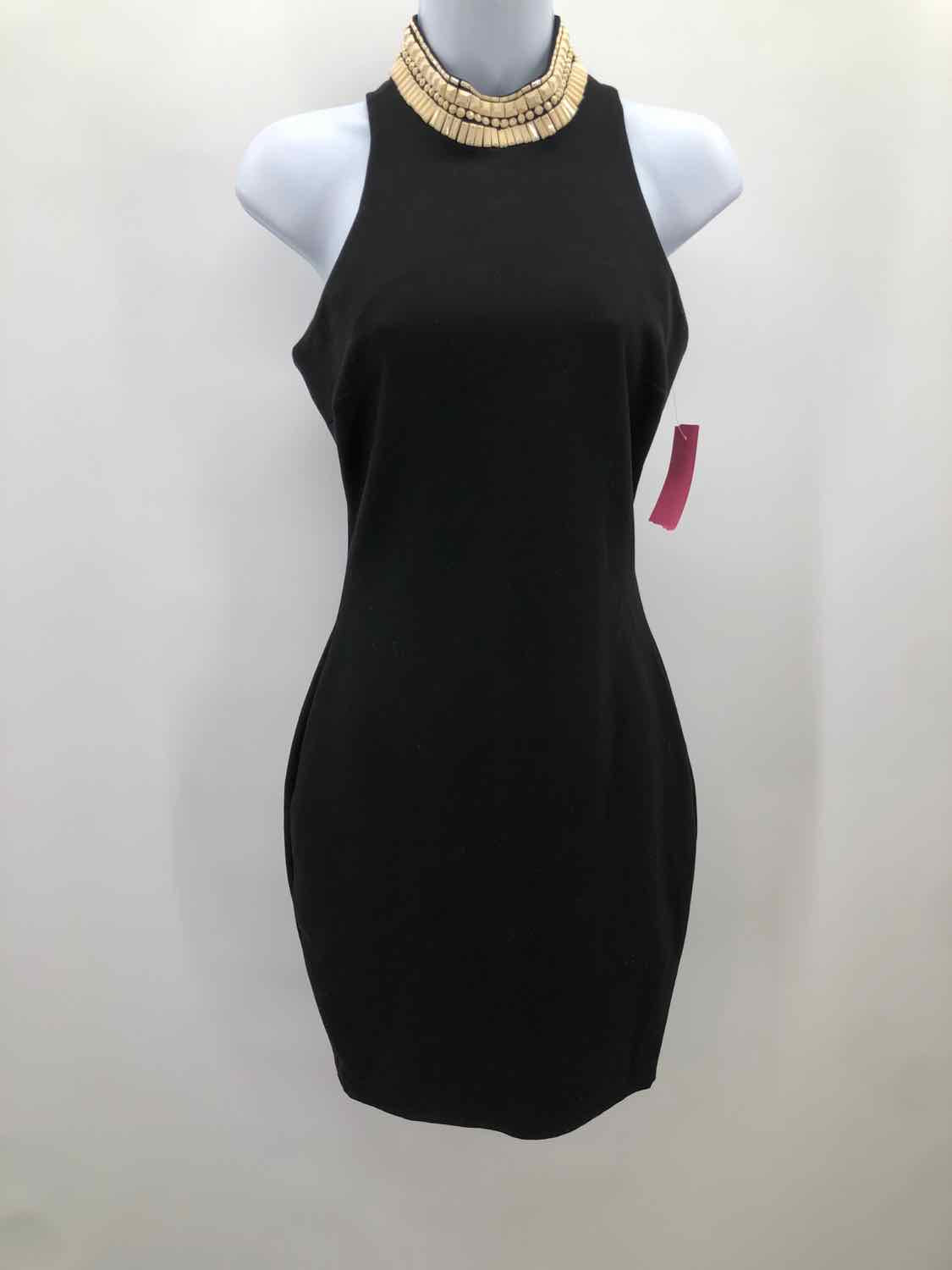 Elizabeth and James Black Size 2 Beaded Collar Short Sleeveless Dress