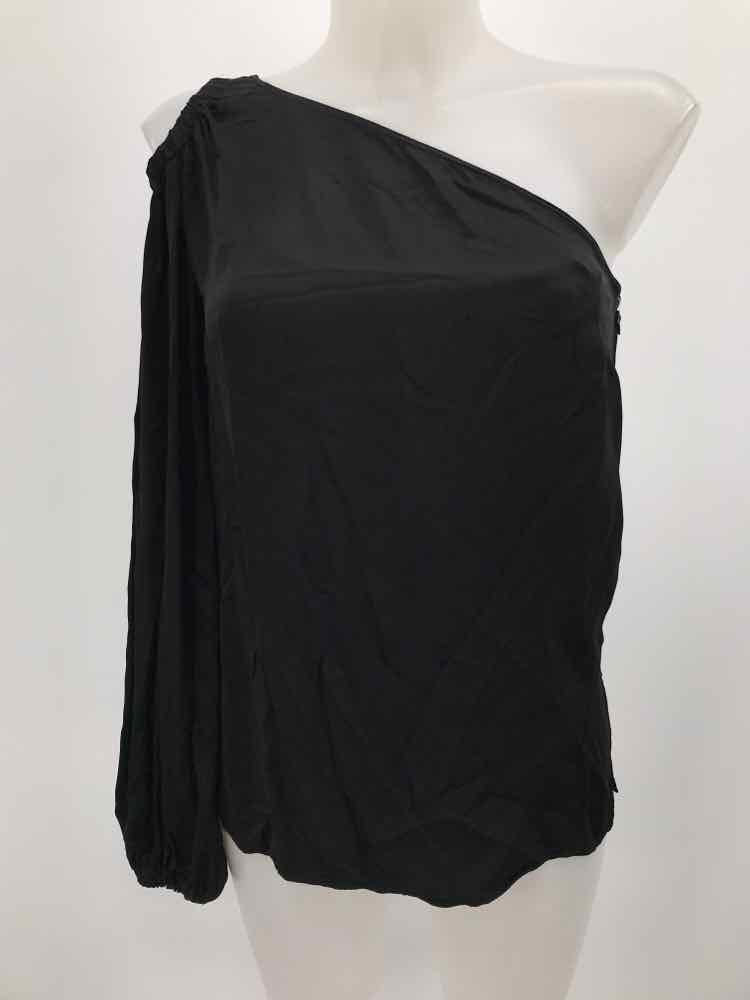 Elizabeth and James Black Size 2 Long Sleeve One Shoulder Top