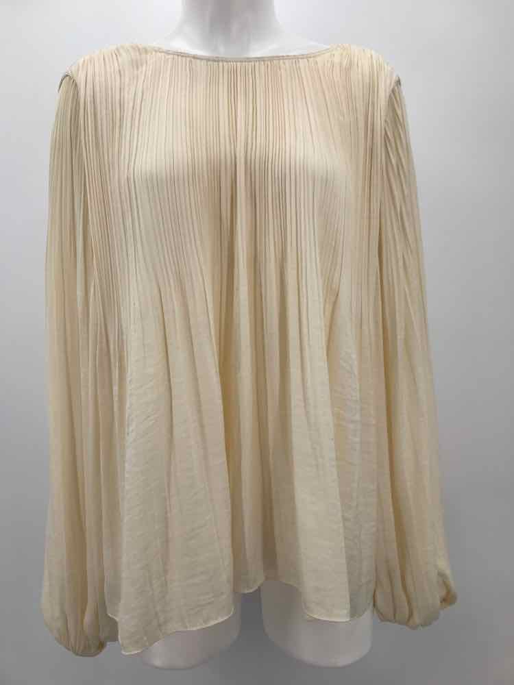 Elizabeth and James Ivory Size Small Pleated Long Sleeve Blouse