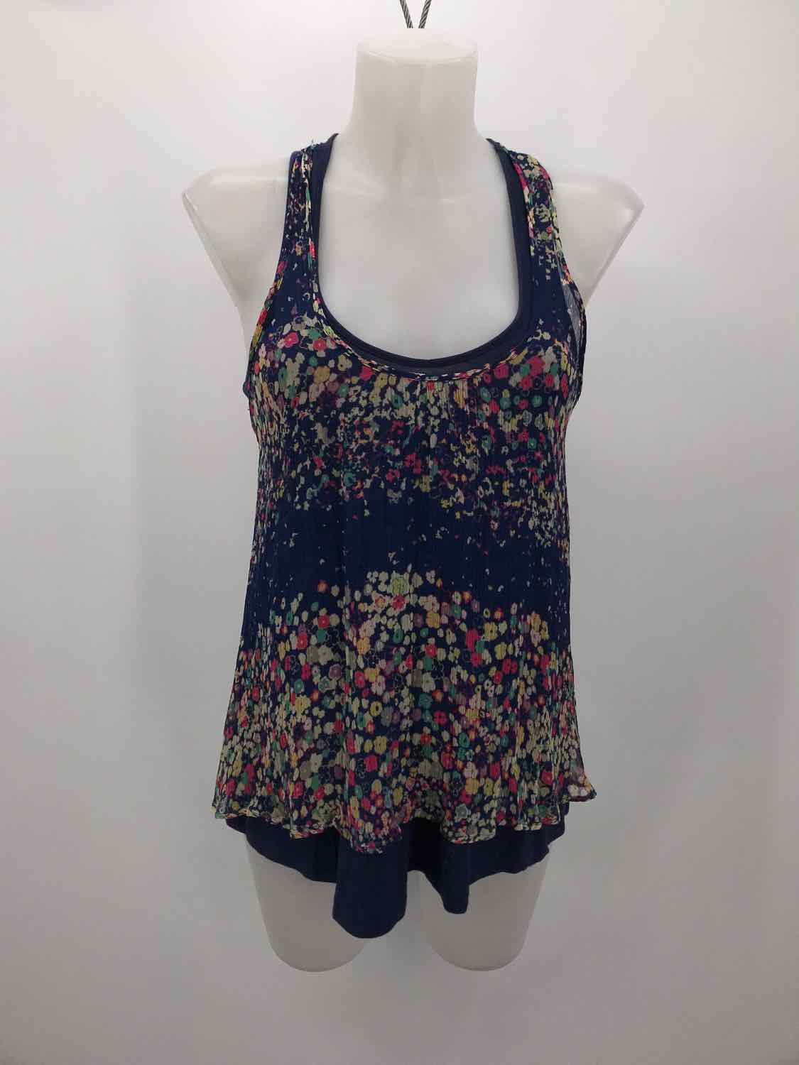 Ella Moss Navy Size Small Cotton Printed Layered Tank Top