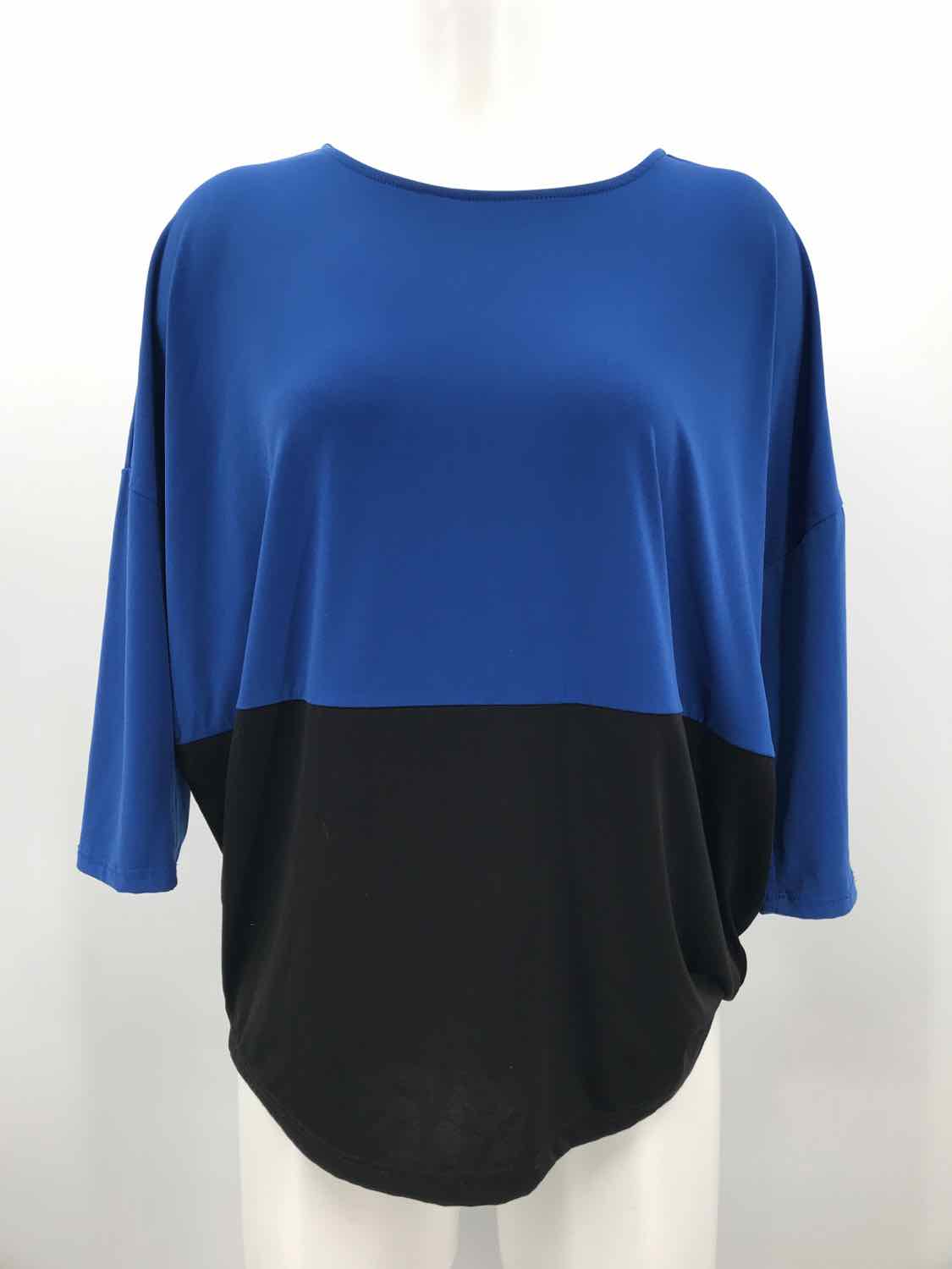 Ellen Tracy Blue Size Small Colorblock Long Sleeve Blouse