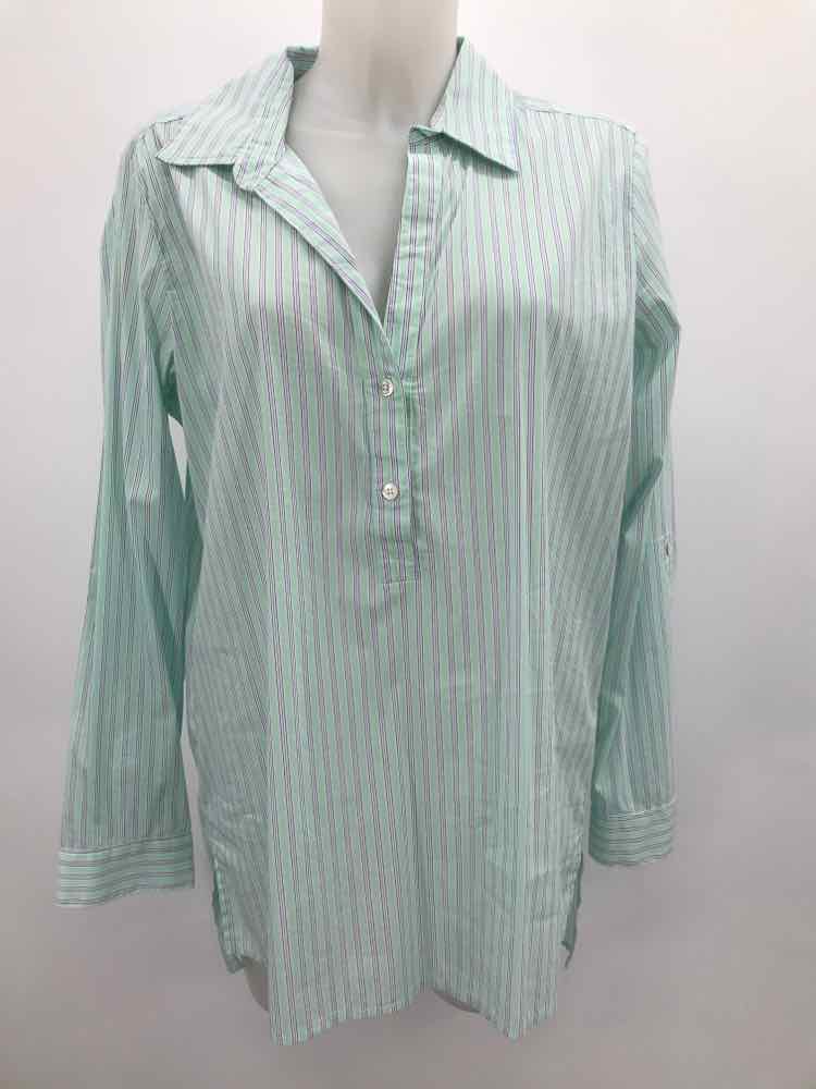 Elliott Lauren Blue Size 14 Stripe Long Sleeve Tunic