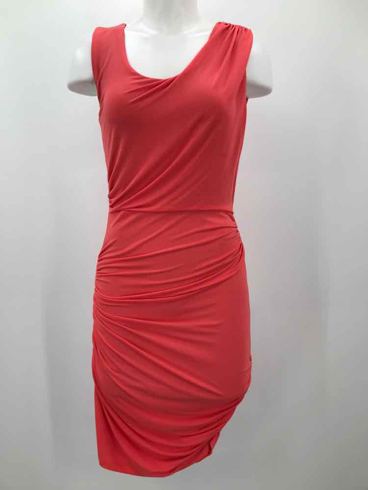 Ellison Coral Size Small Ruched Knee Length Sleeveless Dress