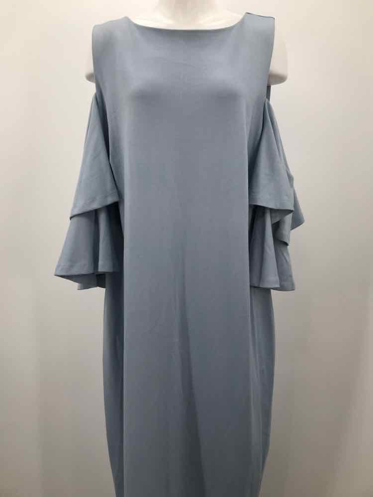 Eloquii Blue Size 20 Ruffle Sleeve Open Shoulder Long Maxi Dress