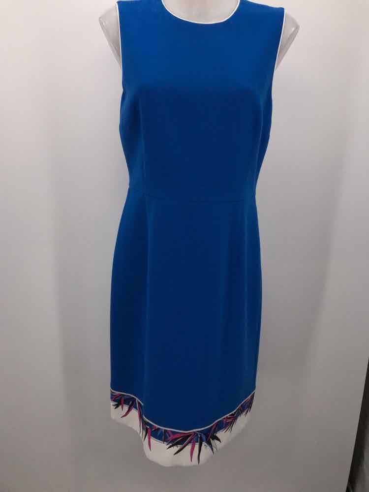 Emilio Pucci Blue Size 10 Stretch Wool Bamb Knee Length Sleeveless Dress