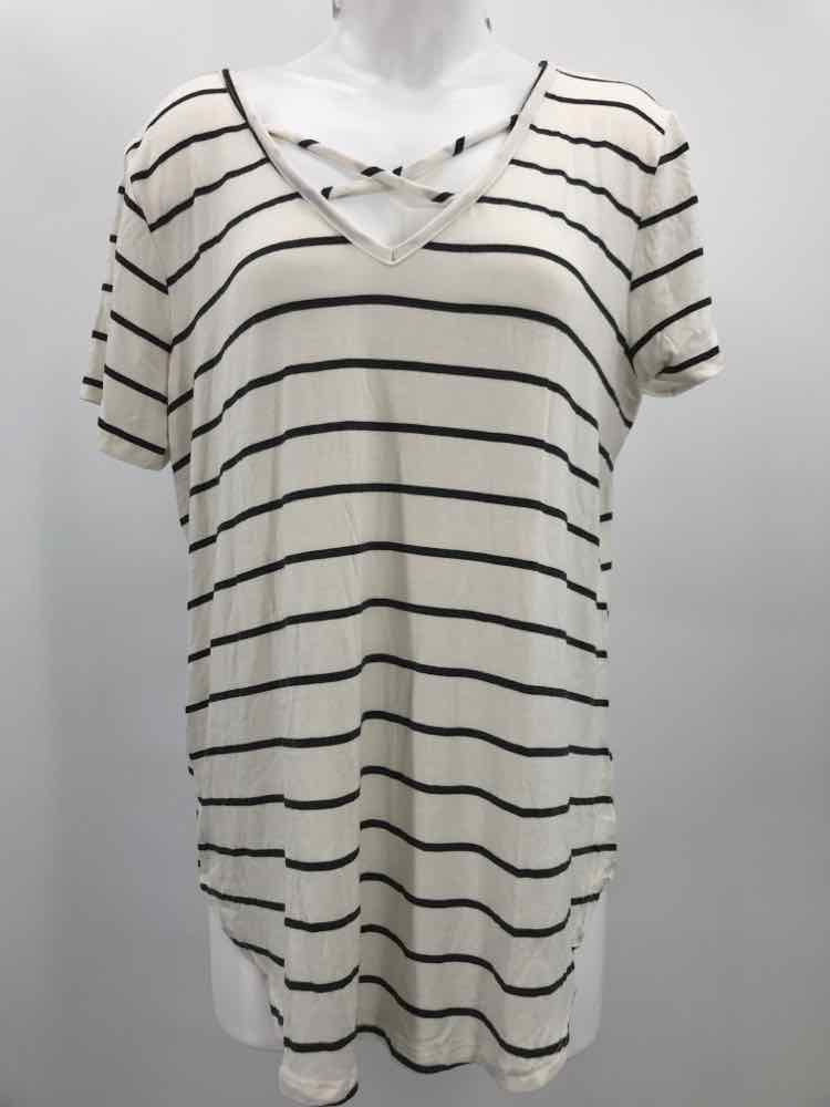 Emory Park Ivory Size XL Stripe T-shirt