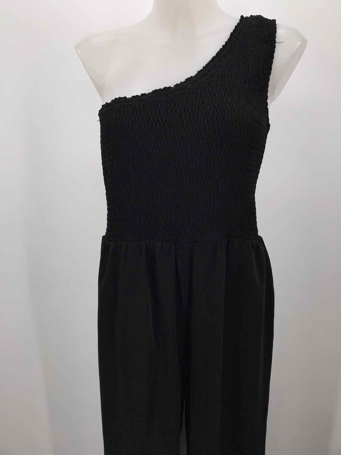 Entro Black Size Large Ruched One Shoulder Jumpsuit