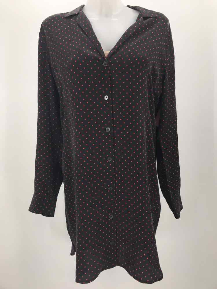 Equipment Black Size Medium Polka Dot Long Sleeve Dress