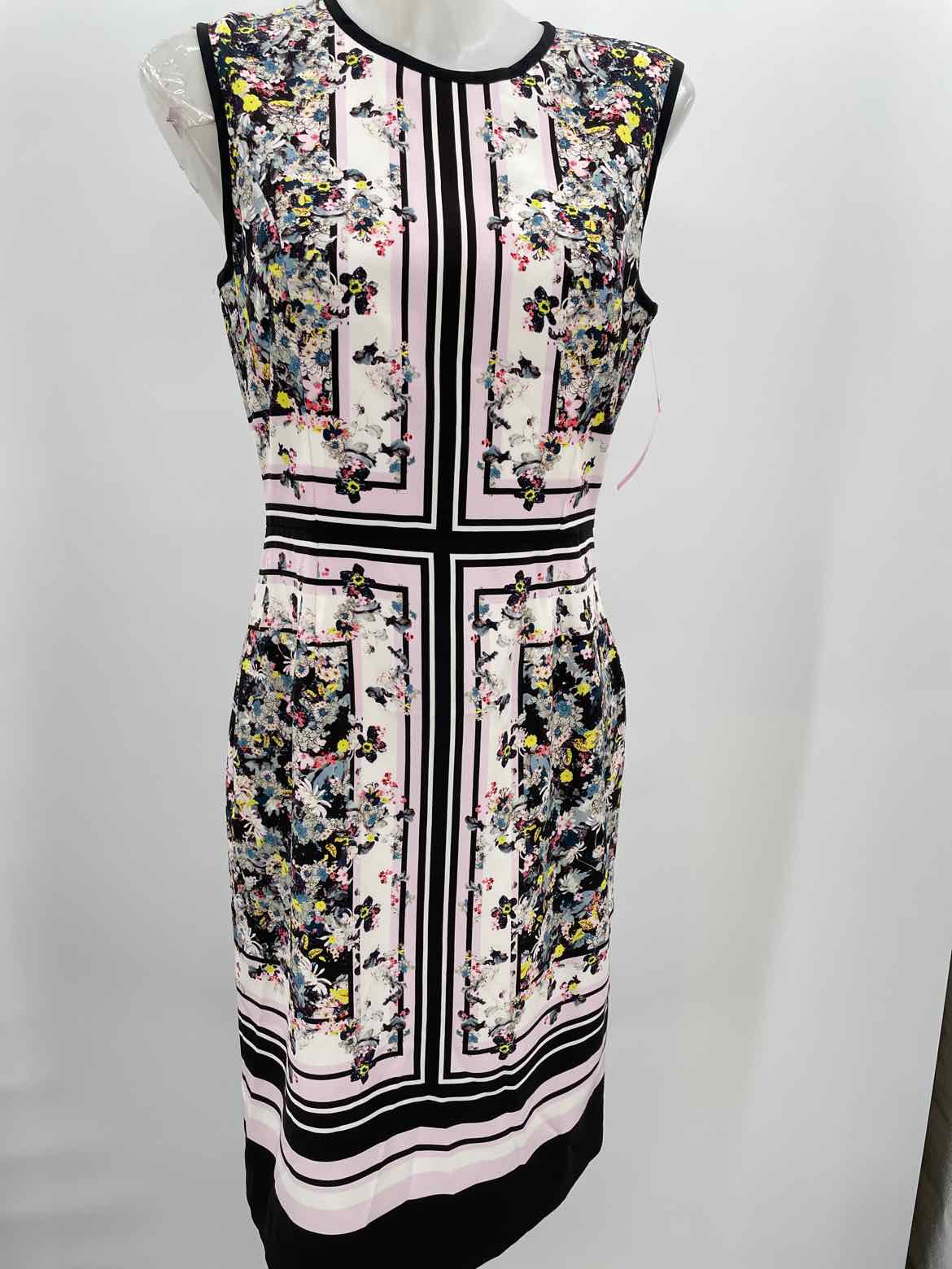 Erdem White Size 8 Floral Sheath Midi Silk Sleeveless Dress